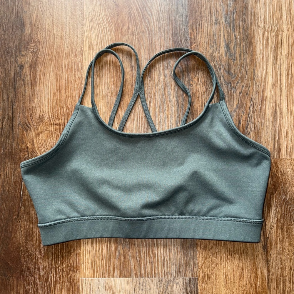 Women's Olive Green Strappy Sports Bra